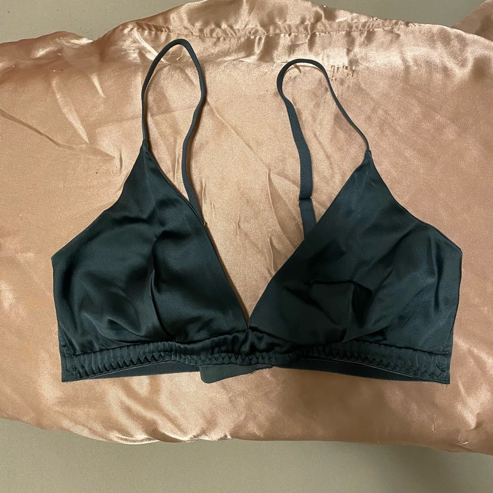 Emerald green silk bralette size small
